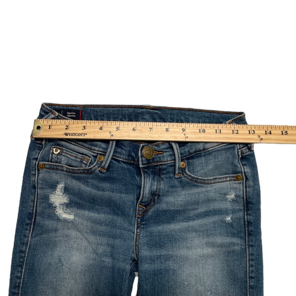 Women's True Religion Blue Cropped Distressed Jeans Size:25 - Picture 4 of 5